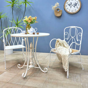 INNOVA Handmade Durable Distressed Antique White Metal Wrought <b>Iron</b> Coffee Table Decorative Outdoor Patio <b>Garden</b> Backyard - Product Image 5