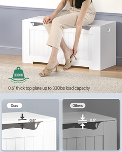 Banc de rangement en bois avec 2 charnières de sécurité-<span class=keywords><strong>Coffre</strong></span> organisateur relevable pour entrée, chambre et salon - Product Image 6