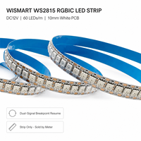 Bande LED adressable WISMART DC12V WS2815 RGBIC 60 LED/m 10mm PCB blanc avec fonction de reprise de signal double et pixels flexibles