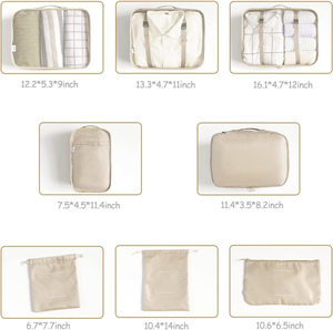 Ensemble de cubes de rangement de voyage pliables et légers avec fermeture élastique - Organisateur de bagages unisexe - Product Image 4