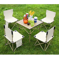 Mesa Plegable Cuadrada de Aluminio Portátil Moderna, Juego de Sillas Plegables para 4 Personas, para Exteriores, Camping, Playa, Picnic, Plegable para 4 Estaciones