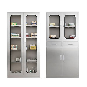 Armoire à médicaments Yu Zhengguan en acier inoxydable 304 avec porte en verre, pour clinique, stockage d'équipements médicaux, usage hospitalier - Product Image 1