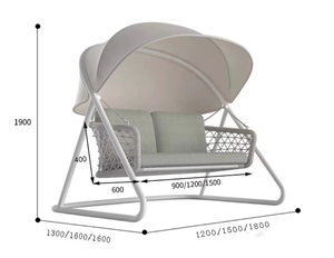 Dondolo <span class=keywords><strong>da</strong></span> Esterno per Patio e Villa, Dondolo Doppio <span class=keywords><strong>da</strong></span> Giardino e <span class=keywords><strong>Terrazzo</strong></span> con Tettuccio Parasole - Product Image 3