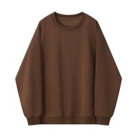 Kaos Pria Musim Dingin 300g Katun/Poliester Dua Sisi Model Drop-shoulder Kerah Bulat Longgar Tanpa Lapisan Klasik Serbaguna