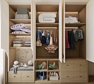 <span class=keywords><strong>Armadio</strong></span> Moderno per Bambini in Legno <span class=keywords><strong>con</strong></span> Ripiani e Asta Appendiabiti, Mobile Contenitore per Camera da Letto dei Bambini - Product Image 4