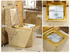 โถสุขภัณฑ์เซรามิกดีไซน์สวยงาม สีทอง แบบชิ้นเดียว - Product Image 3