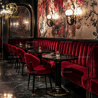 Ensemble de meubles commerciaux sur mesure Ron Group, table carrée en marbre, chaise de restaurant personnalisée, banquette incurvée en velours pour restaurant