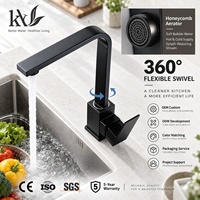 Robinet de cuisine à économie d'eau anti-éclaboussures avec aérateur nid d'abeille, rotation flexible à 360°, en acier inoxydable 304