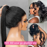 Nouvelle perruque frontale 360 Full Lace avec cordon de serrage invisible, pré-coupée, pré-épilée, prête à porter, sans colle, en cheveux humains pour femmes