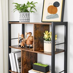 5 Tier Bookshelves ,Industrial Bookshelf Rustic Wood and Metal Standing <strong>Shelving</strong> ,<strong>Tall</strong> Display Home Office Bookcase - Product Image 6