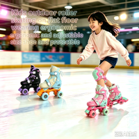 Patins à roulettes ergonomiques pour enfants et adultes, avec 4 roues légères en PU, roulements ABEC-7, protection complète