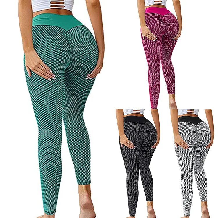 Ttitok – ensemble de leggings pour femmes, pantalon de Yoga taille haute froncé, pantalon de course en nid d'abeille, pantalon de yoga taille haute pour femmes