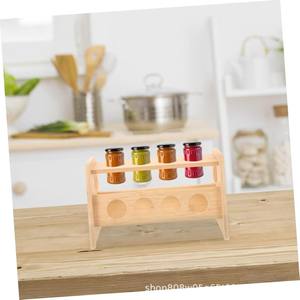 Étagère de rangement double couche en bois pour condiments de cuisine, porte-gobelets de comptoir, couleur bois naturel avec support - Product Image 3