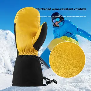 3M Guantes de esquí de cuero genuino con aislamiento Guantes de invierno resistentes al desgaste repelentes al agua de algodón para snowboard transfronterizo - Product Image 3