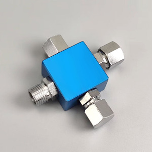 Great Craftsman 3-Way Airbrush <b>Adapter</b> Blue Aluminum Connector For Air <b>Pump</b> And Airbrush - Product Image 4