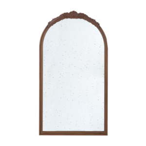 Hand Carved Rose Antique Mirror <b>Frame</b> Wood <b>Arch</b> Wall Mirror 23 X 42 Brown For Living Room Bathroom Entryway Decor - Product Image 1