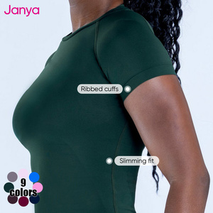 Maglietta Janya Traspirante ad Alta Elasticità, Manica Corta, Aderente, Senza Cuciture, per Fitness e Yoga, da Donna - Product Image 6