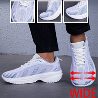 Chaussures de sport décontractées ajustées, larges, légères et respirantes pour garçons, à lacets, en tissu extensible, pour l'automne et l'été
