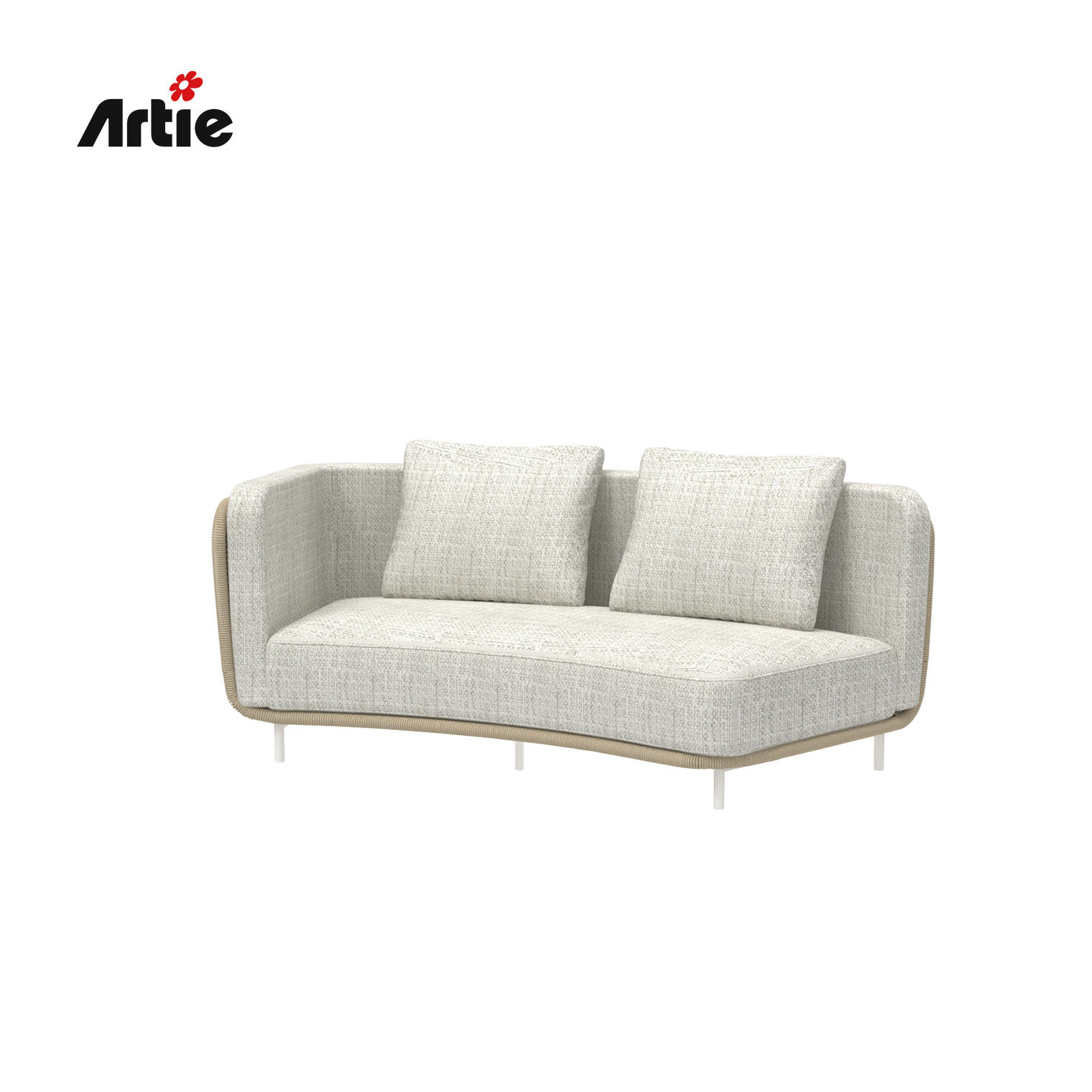 โซฟาแขนขวาโค้งสีขาว