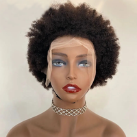 Courte Perruque Cheveux Humains Afro Crépus Bouclés 4C, Afro Crépus Bouclés avec Texture 4C, Ligne de Cheveux Naturelle, Sans Colle, Économique
