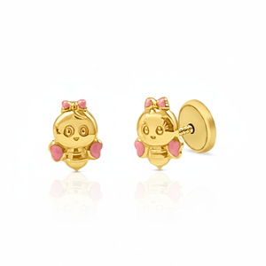 Orecchini in oro per bambini con gioielli smaltati per bambini - Product Image 2