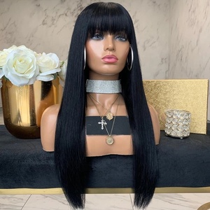 Tóc Người Brazil Dài Thẳng Màu Tự Nhiên Tóc Giả Ren Trước 13X6 Với Tóc Mái - Product Image 3