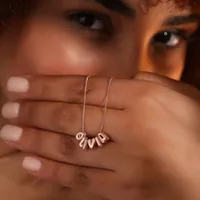 Collar con Letras 3D, Joyería Personalizada con Nombre de Burbuja, Regalo para Navidad, Collar con Letras de Oro de 14K