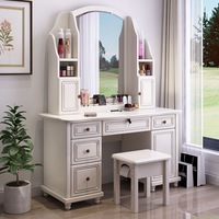 Meuble de rangement multifonctionnel de style contemporain de luxe, table de maquillage et de toilette en bois massif, lumière, meubles de chambre à coucher, 8 tiroirs