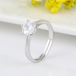 Anillo de Boda Clásico 2026 con Engaste de Seis Garras, de Cobre Ecológico con Zirconio Grabado, Anillo de Compromiso Eterno - Product Image 2