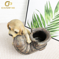 Nouveau design jardinière en résine en forme de botte belle forme de chiot Animal Pot de fleur fournitures de jardin décor grands Pots de plantes