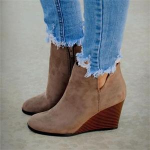 Botines de Mujer Otoño Invierno <span class=keywords><strong>2021</strong></span> con Cremallera, Diseño Retro <span class=keywords><strong>Chelsea</strong></span> con Plataforma, Estilo Independiente, Tallas Grandes - Product Image 4
