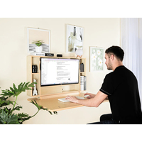 Escritorio Plegable de Pared de 36 Pulgadas, Escritorio Flotante que Ahorra Espacio para Espacios Pequeños, Mesa para Computadora con Estante de Almacenamiento