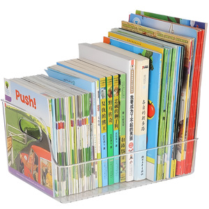 Transparent Acrylic Book Storage <b>Box</b> For Children Desk Organizer Large Capacity Rectangle Shape 5L 10L Books Holder - Product Image 1