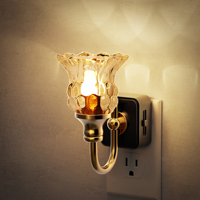Veilleuses décoratives LOHAS à luminosité réglable avec capteur crépusculaire, veilleuses LED en verre en forme de fleur pour couloir et décoration de coiffeuse