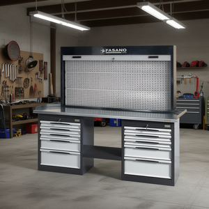 Fasano <b>Tools</b> Workbench With <b>Drawers</b> And Pegboard Storage For Garage Workshop Use - Product Image 3