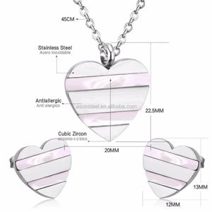 Conjunto de Joyería de Acero Inoxidable Esmaltado con Forma de Corazón para Mujer, en Plata y Oro - Product Image 4