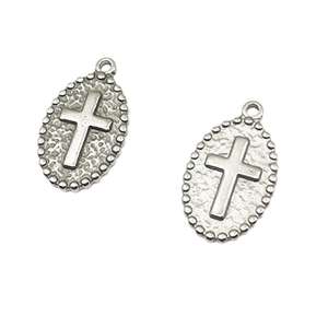 Acero inoxidable ovalado vintage Cruz COLLAR COLGANTE pulsera etiqueta hecha a mano DIY accesorios de joyería - Product Image 1