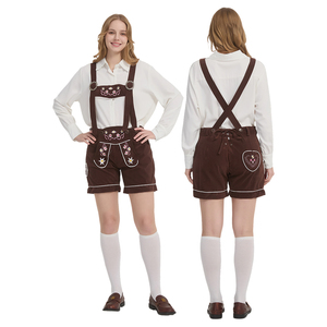 Pantalones Cortos con Tirantes, Estilo Tradicional <span class=keywords><strong>Lederhosen</strong></span>, Costuras Decorativas, Color Marrón Clásico, Eventos, Directo de Fábrica, CE CPC UKCA - Product Image 2