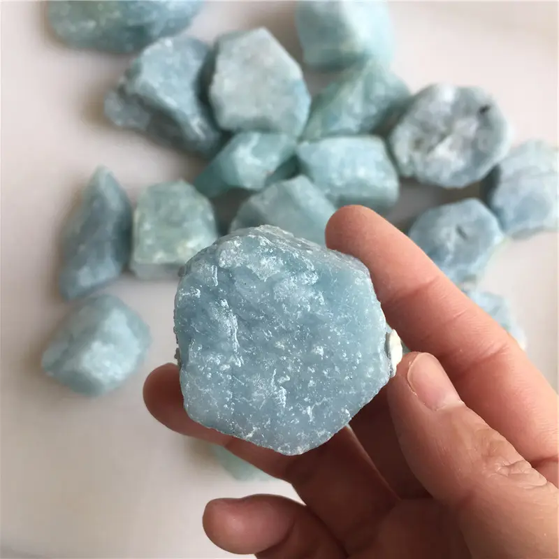 Natural raw semi precious stone Aquamarine quartz crystal rough stone Aquamarine block
