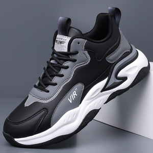 Baskets Chunky Homme VIR Run Blanches et Noires à Bout Rond, Lacets, Tige Synthétique Respirante, Semelle Extérieure en Caoutchouc, Style Sportif Automne - Product Image 2