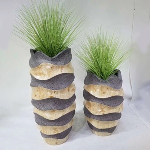 Grand <span class=keywords><strong>pot</strong></span> à fleurs en fibre de verre de style nordique, pour intérieur et extérieur, <span class=keywords><strong>pot</strong></span> ondulé moderne, jardinière en fibre de verre, décoration de jardin, pots pour plantes - Product Image 5