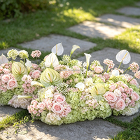 Décoration de Couloir de Mariage en Gros : Fleurs Artificielles Blanches et Vertes, Arrangements Floraux Roses Faux pour Allée de Mariage