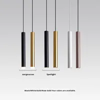 Lustre LED industriel nordique pour restaurant Tube en aluminium ultra-mince petite lampe suspendue forme longue