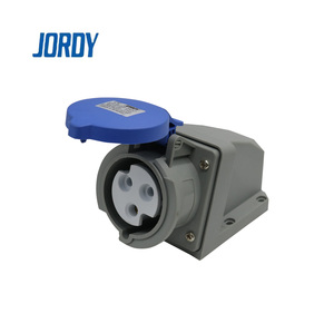 ซ็อกเก็ตอุตสาหกรรมแบบติดตั้งบนพื้นผิว JORDY JD123X 3P 32A 230V เฟสเดียว IEC60309 IP44 ขั้วต่อกันน้ำสีน้ำเงินทำจากทองเหลือง - Product Image 2