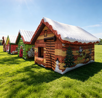 Tente Cabane Gonflable Thème Grinch Populaire pour Noël, Grotte Gonflable Grinch pour Foire de Noël et Fête en Jardin