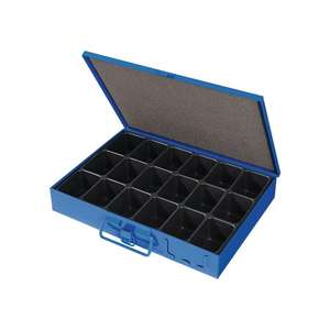 Caja de componentes W340xD240xH50mm 18 compartimentos con etiqueta de identificación azul - Product Image 1