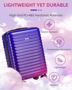 El más nuevo equipaje de Color degradado púrpura expandible moda aerolínea llevar con bolso bolsa de maquillaje para vacaciones al aire libre uso diario - Product Image 2