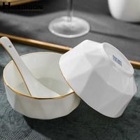 Service de Table Huadison : Vaisselle Créative en Porcelaine Fine, Style Nordique Simple, Bordure Phnom Penh, Luxe Léger – Vente en Gros