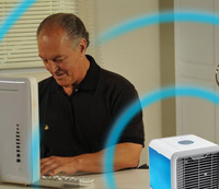 Ventilateur Rafraîchisseur d'Air Portable de Bureau Mini Rechargeable USB, Climatiseur d'Eau pour Petites Pièces, Refroidisseur Évaporatif de Bureau