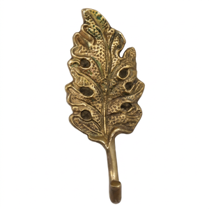 Premium Brass Oak Leaf Wall <b>Hook</b> Handmade Rustic Style Single <b>Hook</b> For Clothing Display Door Hanger Stylish Home Accent - Product Image 1